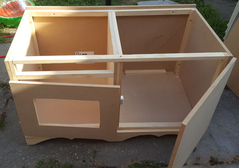 Frame without the top panel to show structure and internal divider