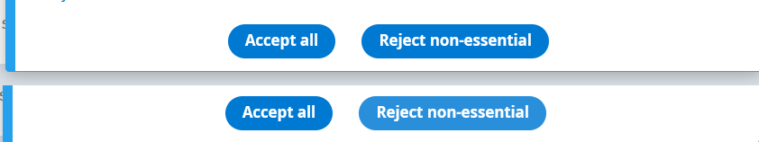 The in-post cookie banner for Reddit showing a barely noticeable change in the shade of blue used for the reject button